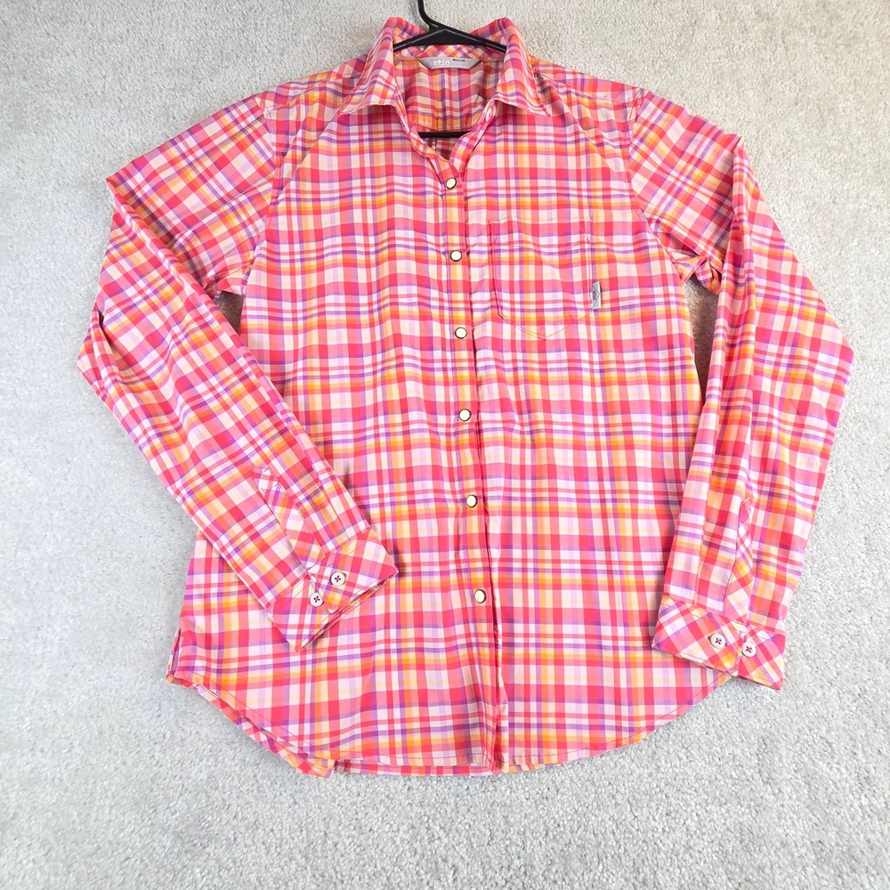 STIO Women's Long Sleeve Eddy Performance Shirt Size L Plaid Snap